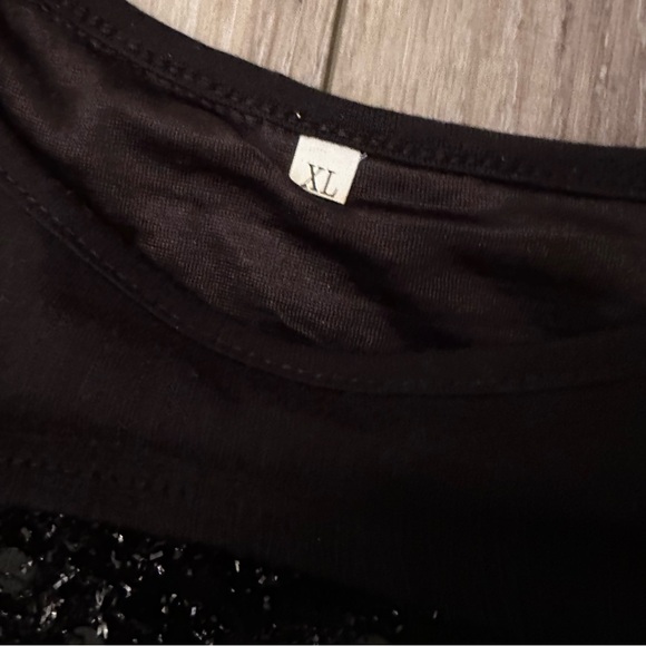 Final Markdown- Black Sequin Bare Shoulder Top - Picture 7 of 9